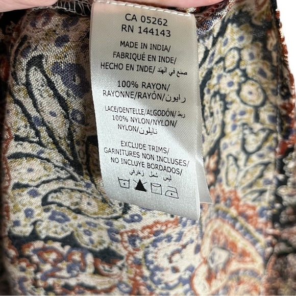 Anthropologie California Moonrise Boho  Paisley Babydoll Bell Sleeve Blouse - Picture 7 of 7